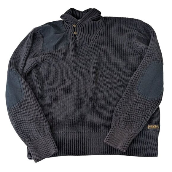 Vintage Polo Ralph Lauren Fisherman Shooting Sweater Mens Sz XXL Blue Military - Picture 1 of 11